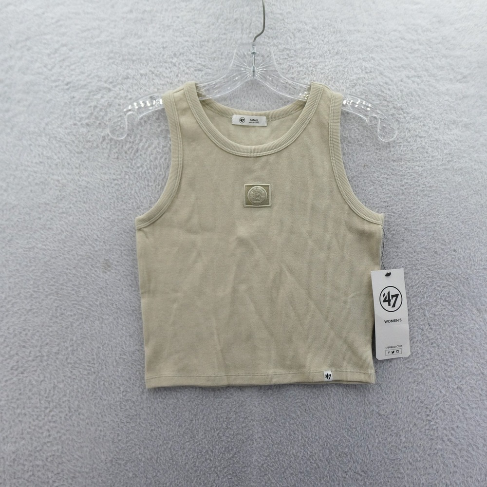 47 Brand Shirt Women Small Boston Bruins Tan Ribbed Knit Cropped Tank Top NHL